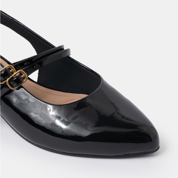 WYDR Studios Aria Double Strap Pointy Toe Mary Jane Black Shoes NIB Size 11WW - Picture 6 of 12